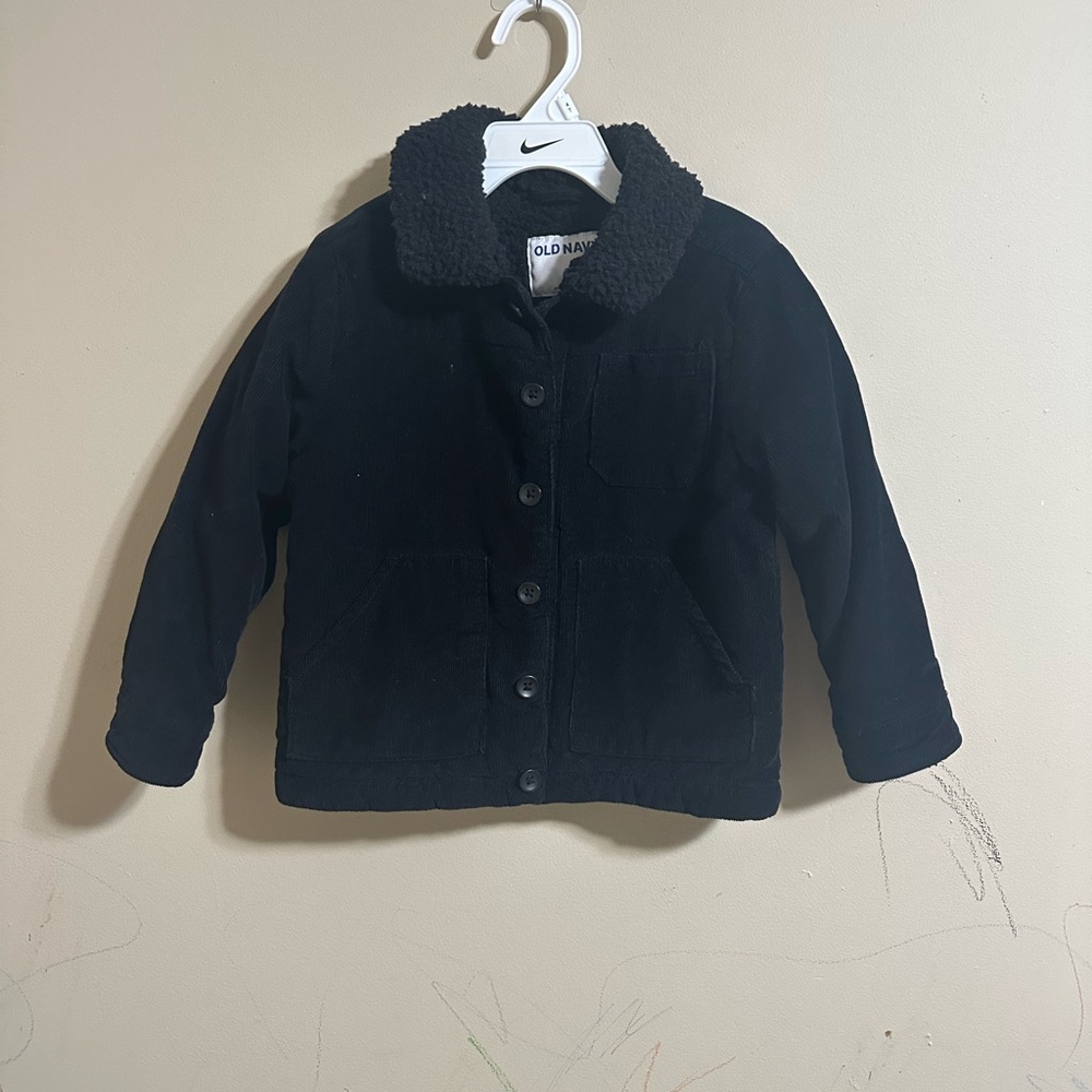 Old Navy Black Jean Jacket with Sherpa Collar